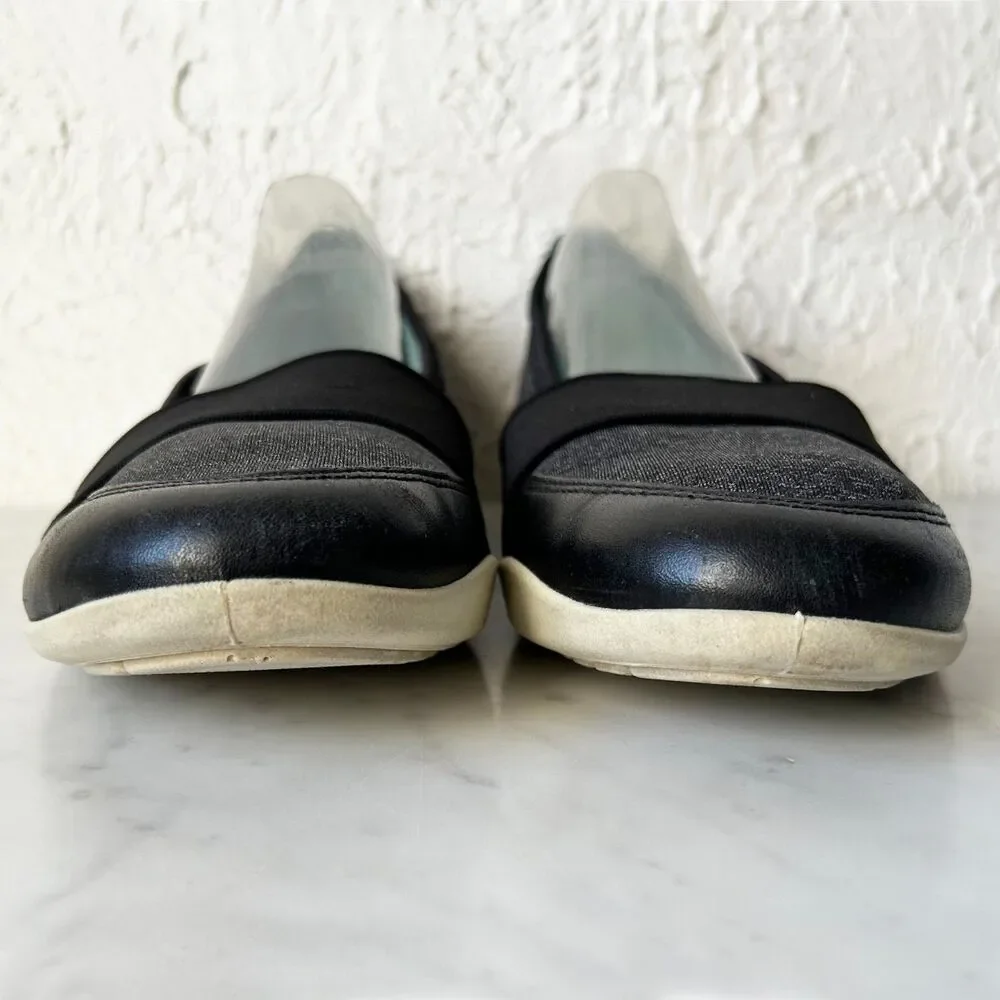 ECCO Women’s Slip-On Flats 9.5/41 Black Fabric Almond Toe Shoes